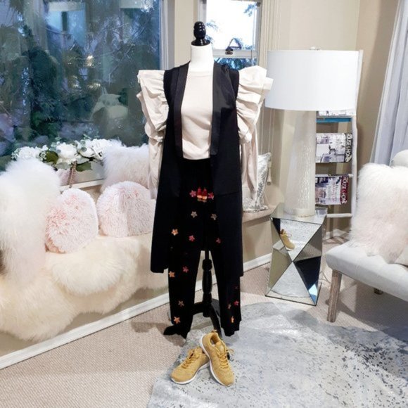 NWT Rococo Sand black sequin star tassel jogger trackpants - Picture 5 of 11